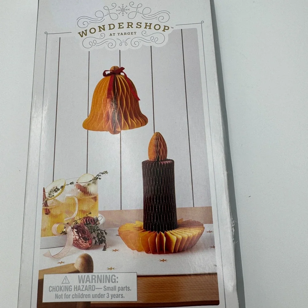 Wondershop Honeycomb Christmas Decor Candle Bell Paper Set NEW